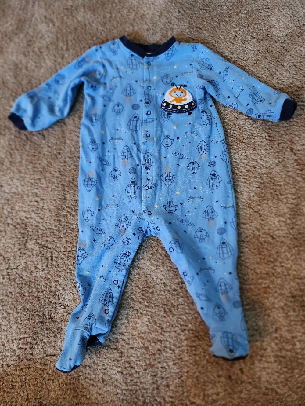 Space Themed Footed Baby Boy Sleeper Pajama's - 12M -Pekkle